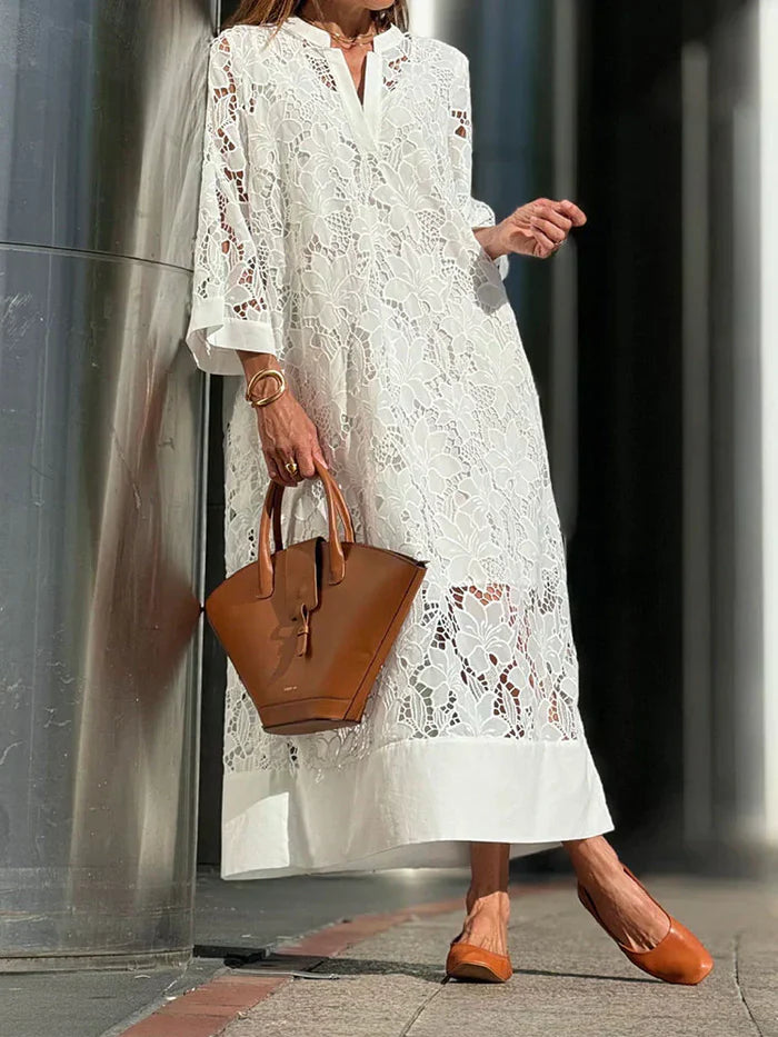 Jennylyn - Vestido Maxi Mujer En Encaje Boho Verano Transpirable