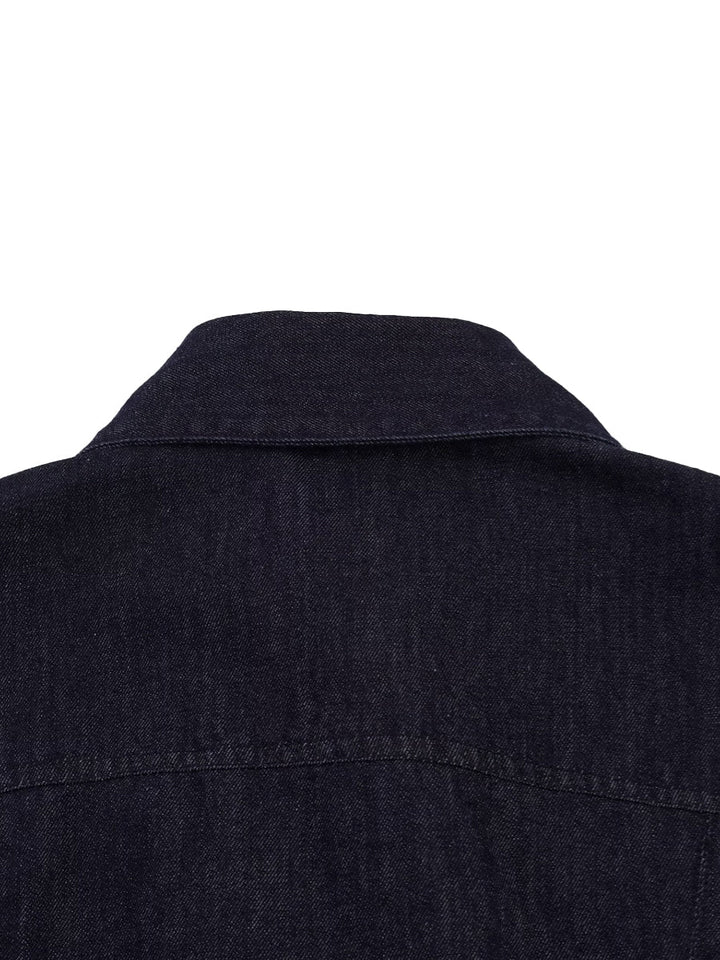 Blusa Camisa Color Sólido Plisada Con Botones Manga Larga Y Solapa