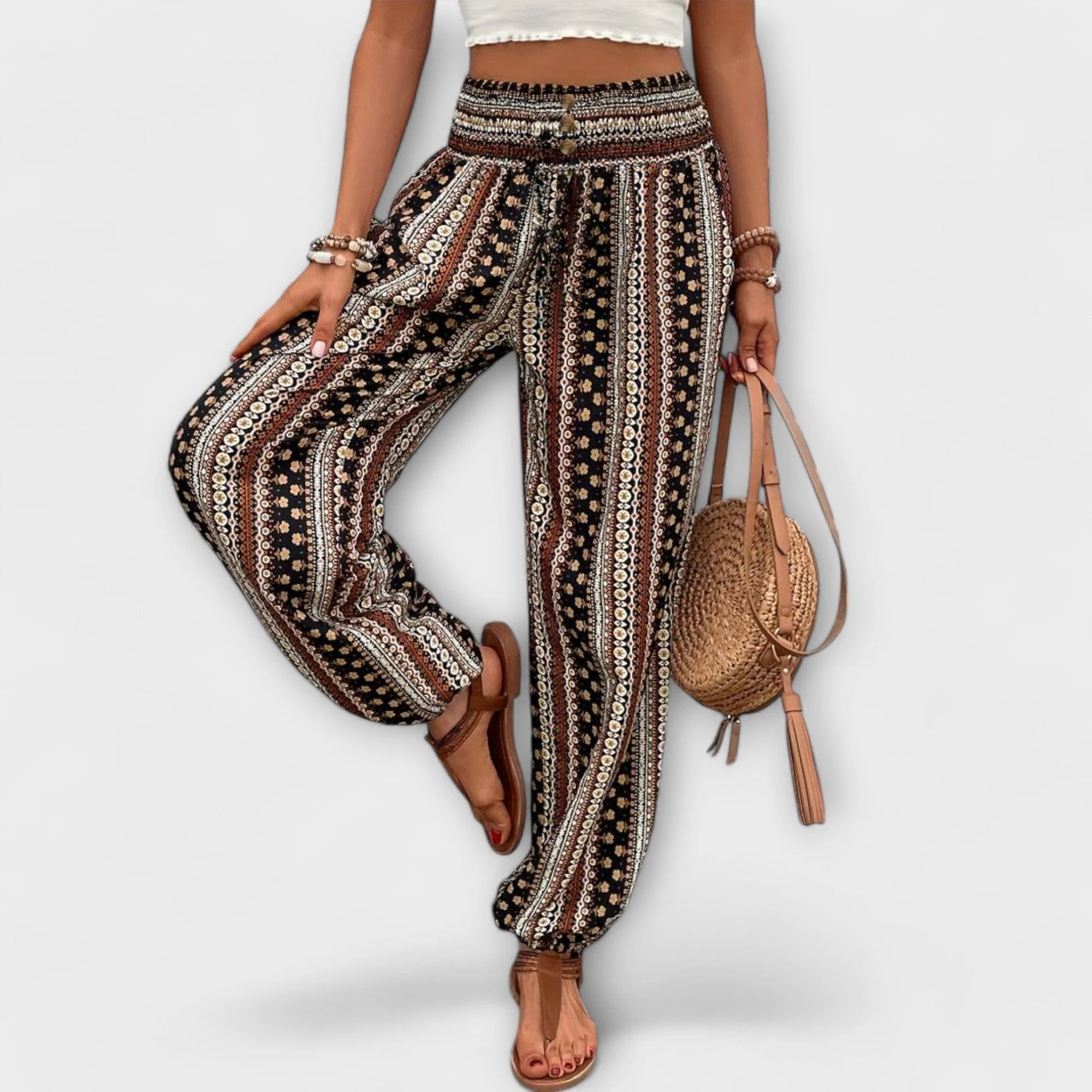 Escarlete - Pantalones con Gráficos Étnicos