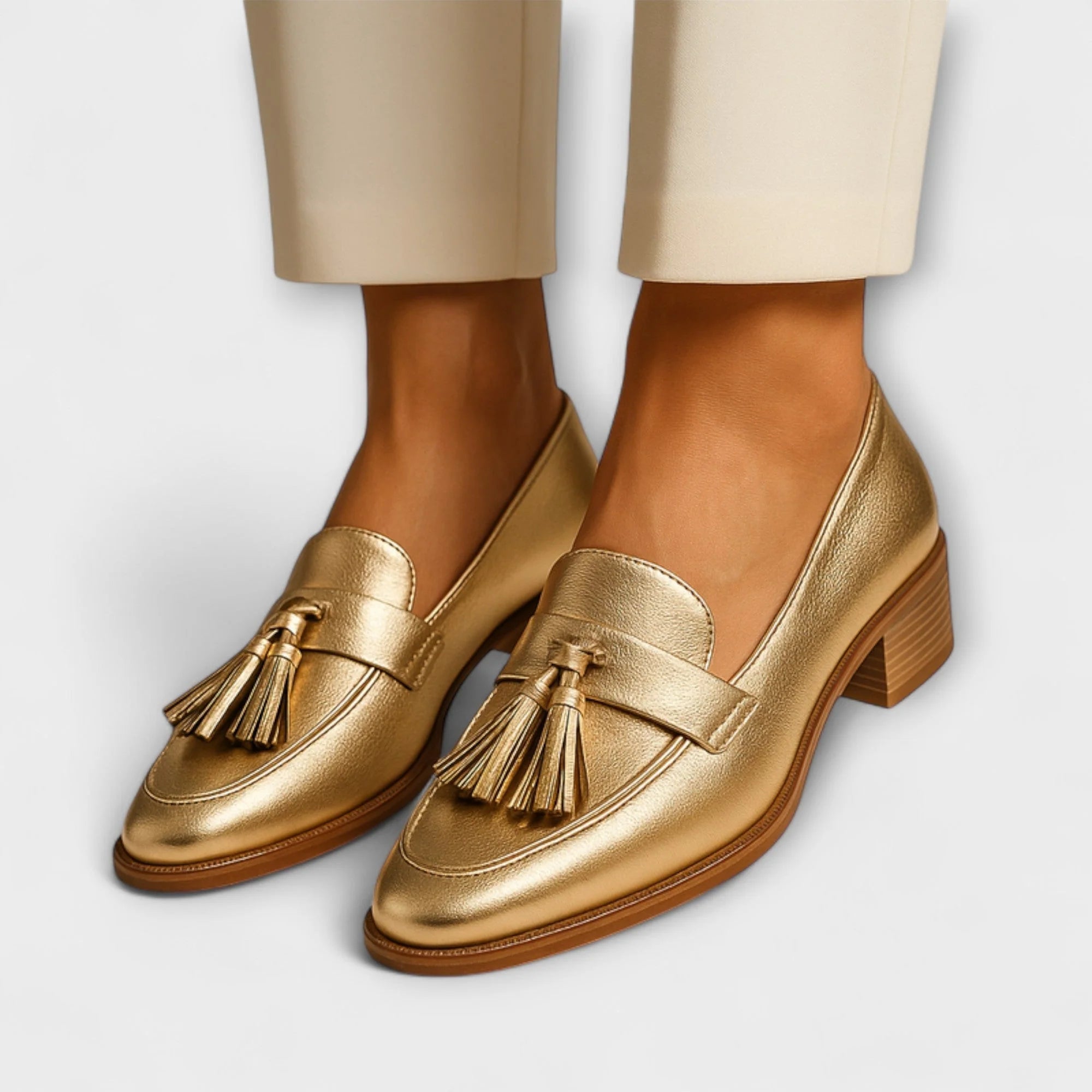 MOCASINES DORADOS FEMENINOS