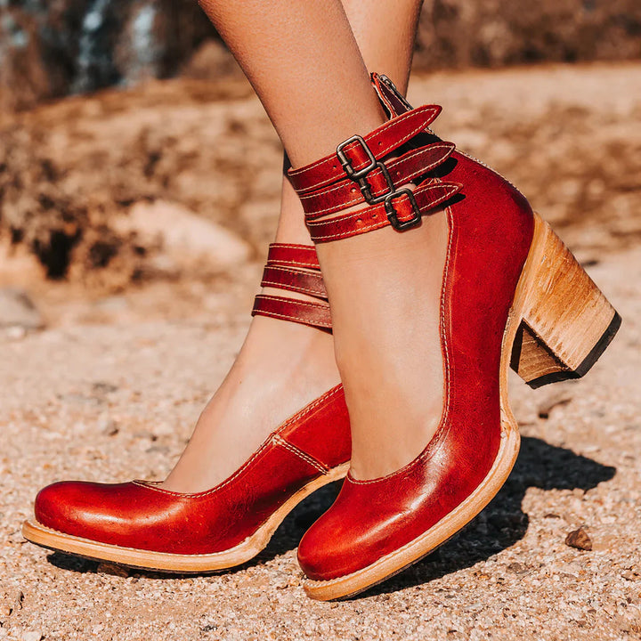 Ginevra | Sapatos De Salto Alto Com Múltiplas Tiras E Sola Grossa