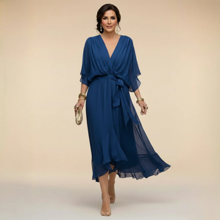 Monica | Vestido De Chiffon Com Decote Em V
