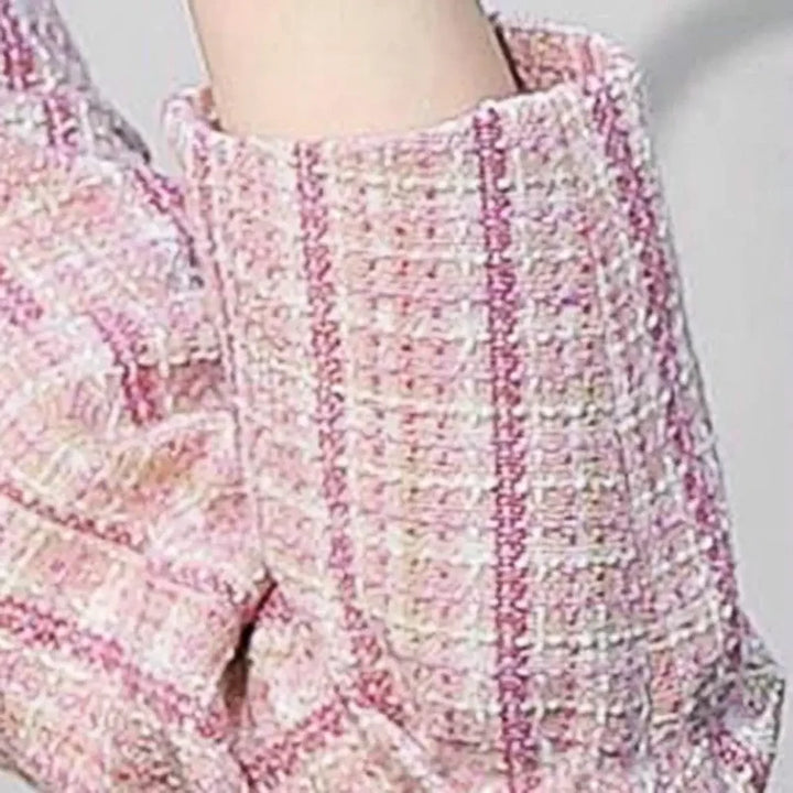 Women's Plaid Blazer with One Button – Elegant Office Jacket