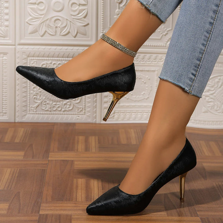 Frances | Zapatos Elegantes Con Tacón Dorado Para Mujer