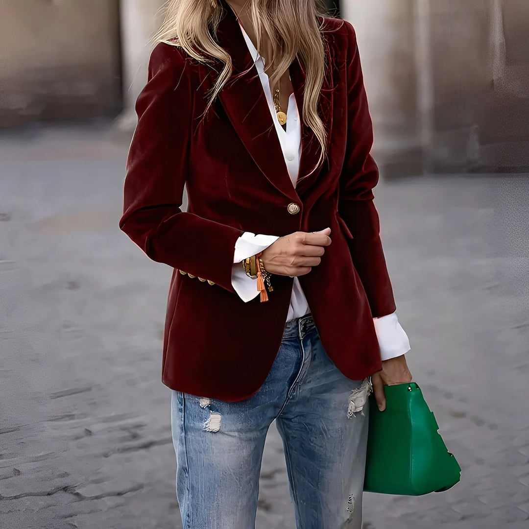 Alise - Elegante Blazer De Terciopelo Ajustado Para Mujer
