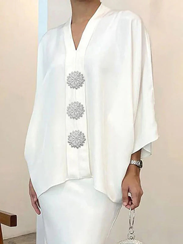 Blusa Holgada De Color Liso Con Cuello En V