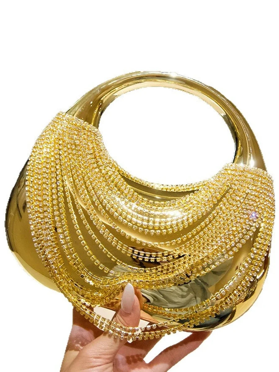Bolso De Mano Con Flecos Color Sólido