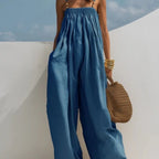 Madalena - mono de denim de piernas anchas para mujer