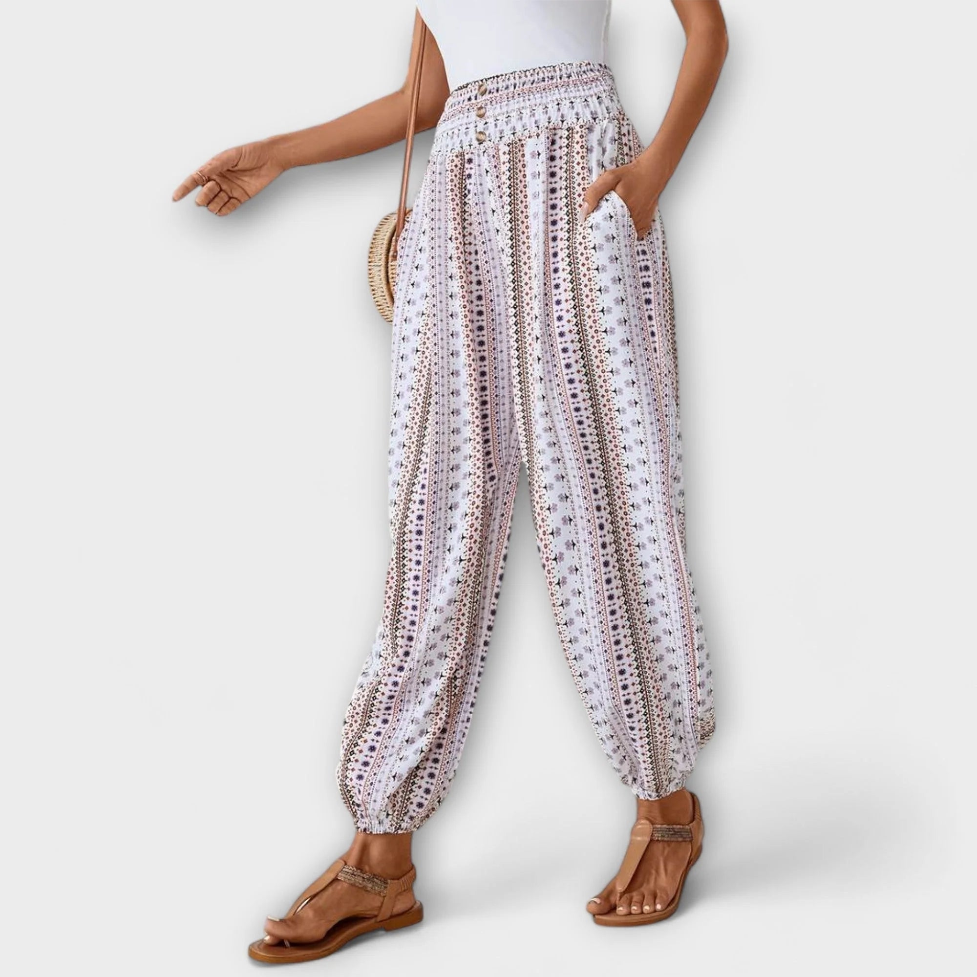 Escarlete - Pantalones con Gráficos Étnicos