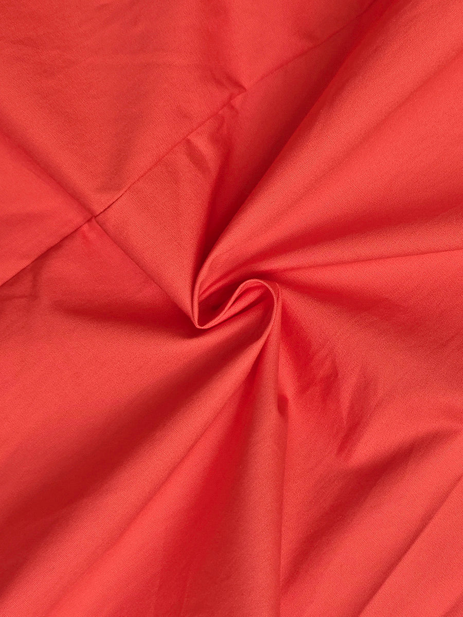 VESTIDO MAXI CAMISEIRO PLISSADO DE ALGODÃO COM CINTURA ALTA E DECOTE EM V