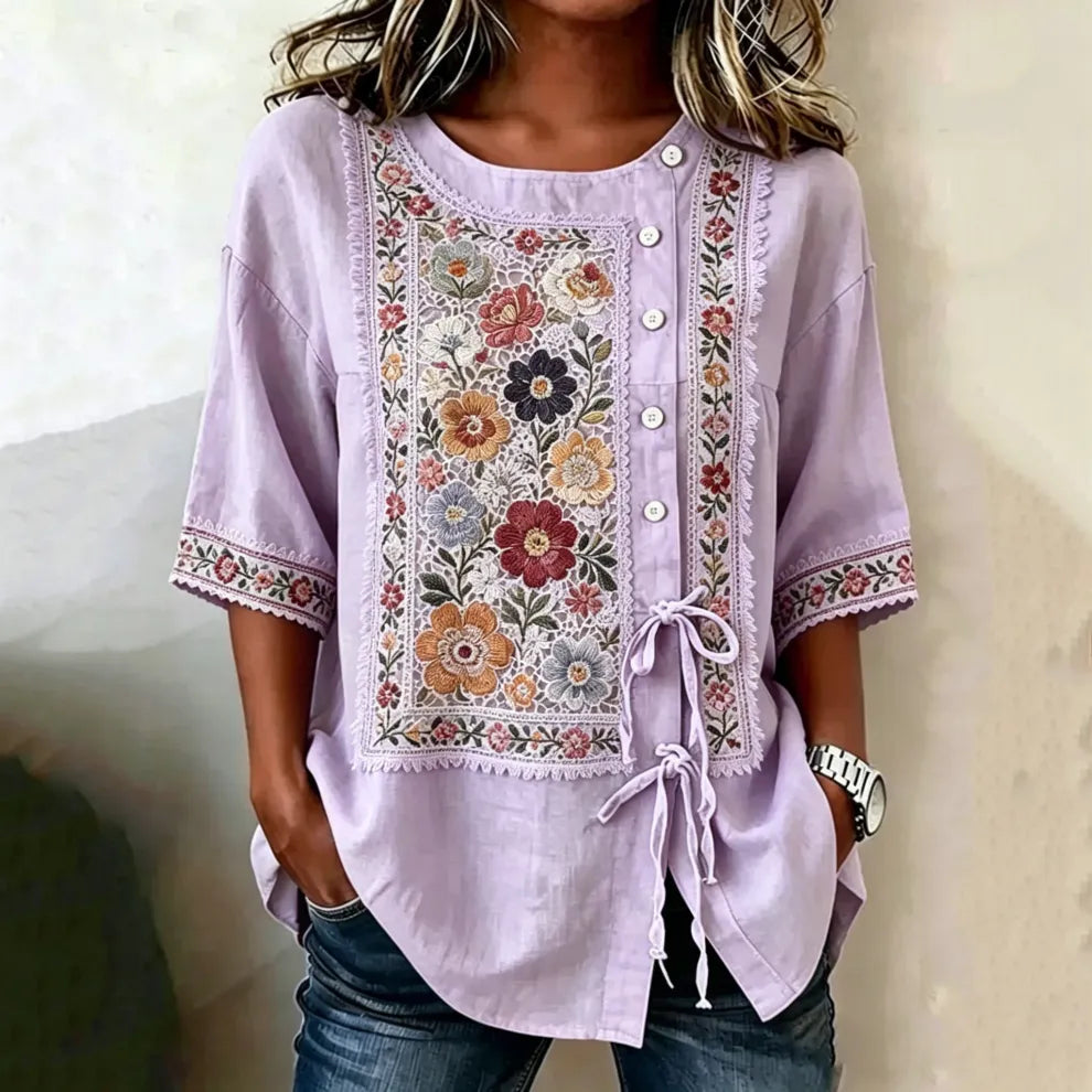 - TOP BOHO FLORAL RETRO MANGA CORTA