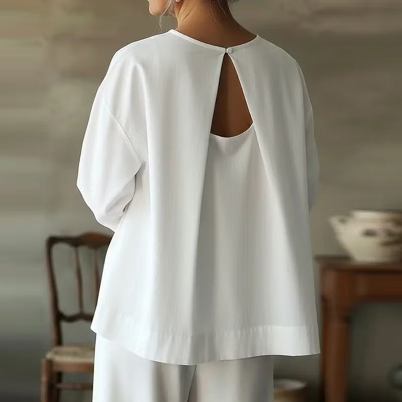 CAMISA FEMENINA CASUAL EN MEZCLA DE LINO