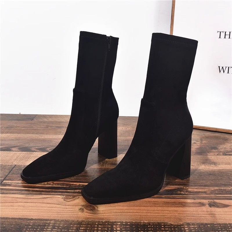 Mila - Botas De Tacon Ancho Y Puntera Cuadrada