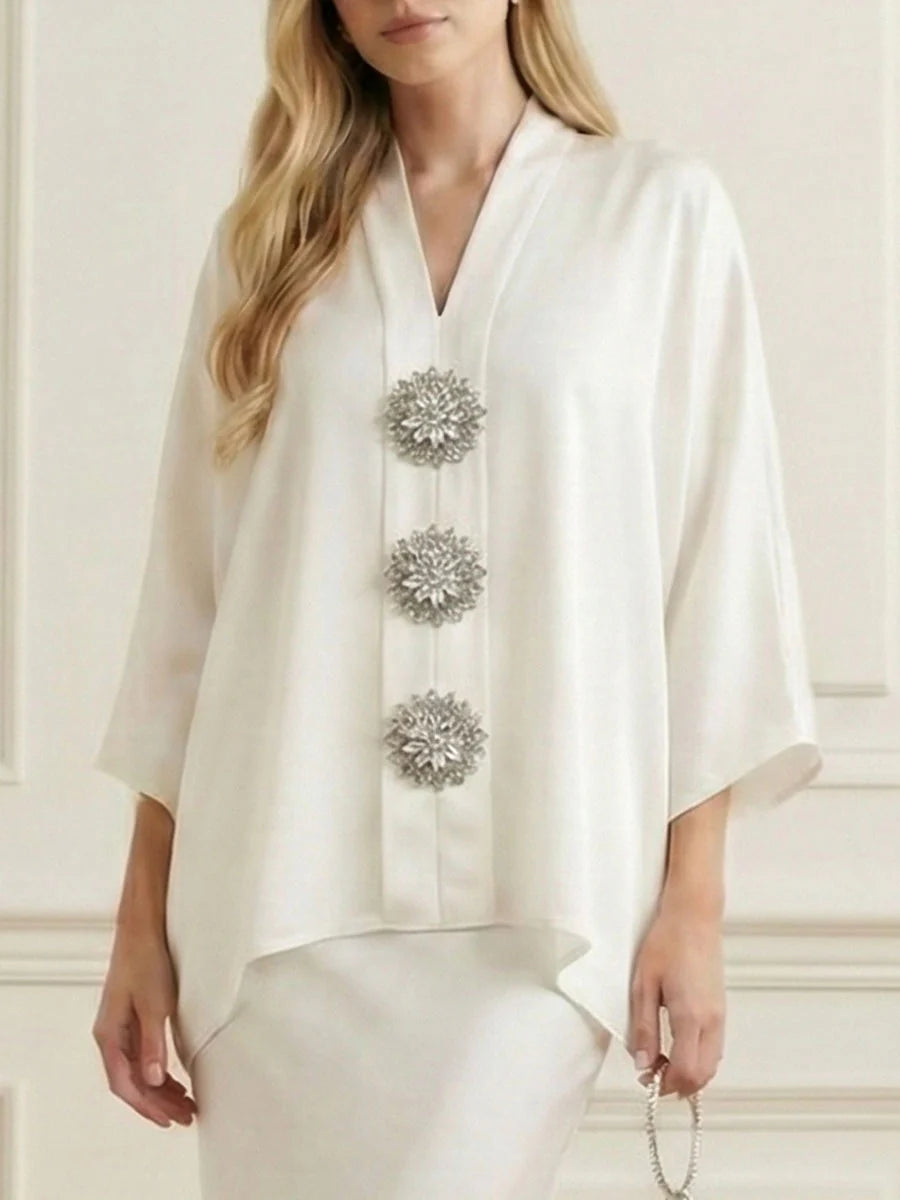 Blusa Holgada De Color Liso Con Cuello En V