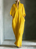 Alina - vestido largo con mangas 3/4 y escote en v