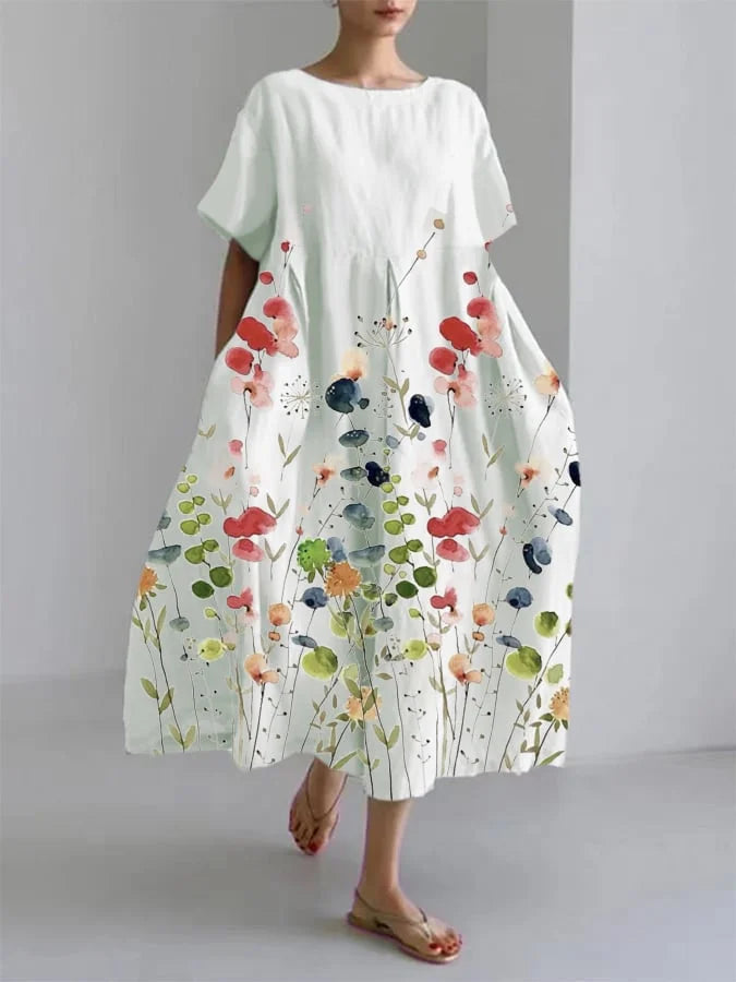 Liliana - Vestido Comprido Casual Floral