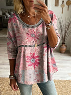 - TOP BOHO FLORAL VINTAGE LINO