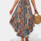FALDA FLORAL MIDI DE CINTURA ALTA