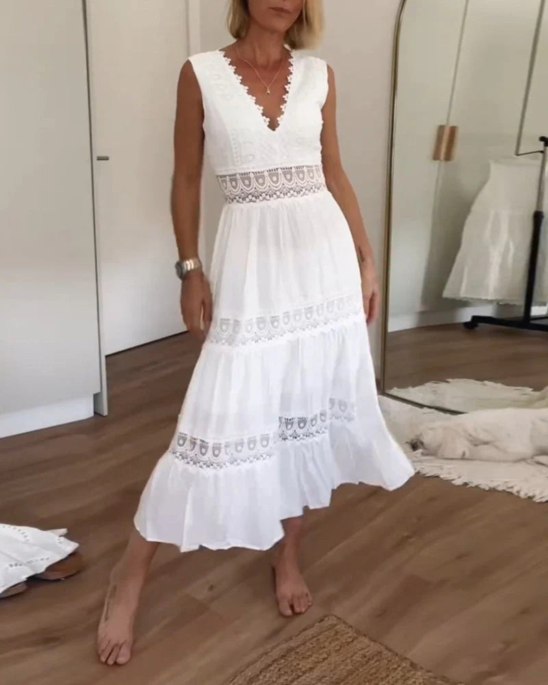 Kim - vestido en encaje con escote en v