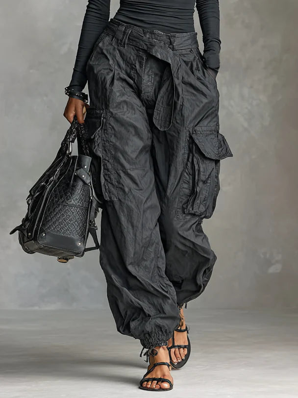Conjunto Mulher Top Quadrado E Calças Cargo Urbanas