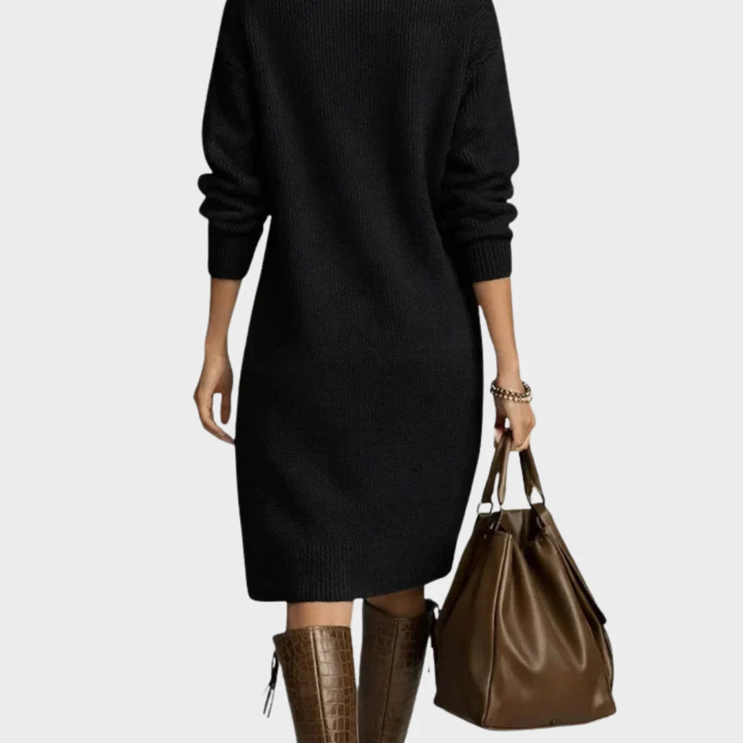 Nancy | Elegant Button-Up Winter Midi Dress