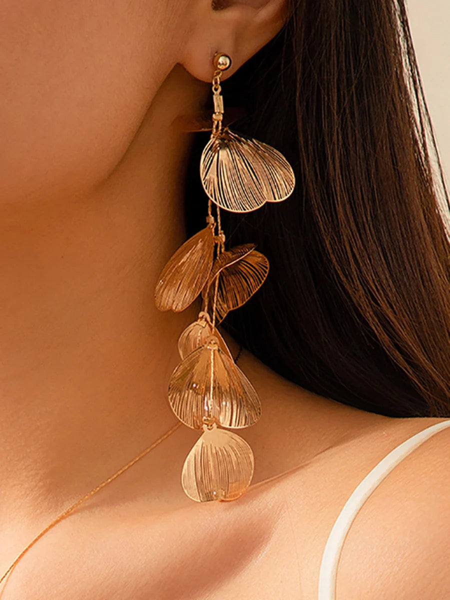 Conjunto Boho De Collar Largo Y Pendientes Colgantes Con Pétalos Florales