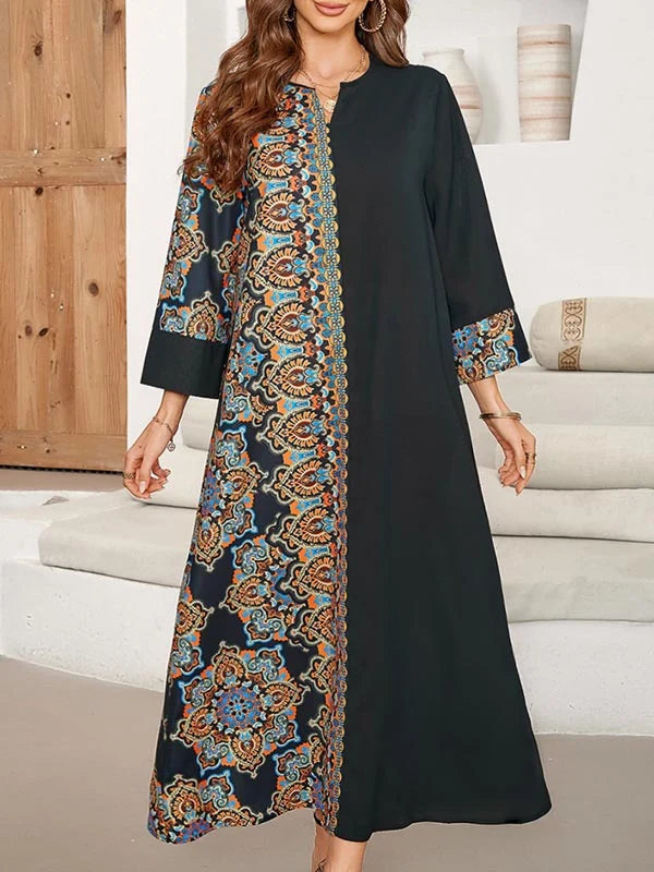Vestido Maxi Assimétrico Estampado e Solto