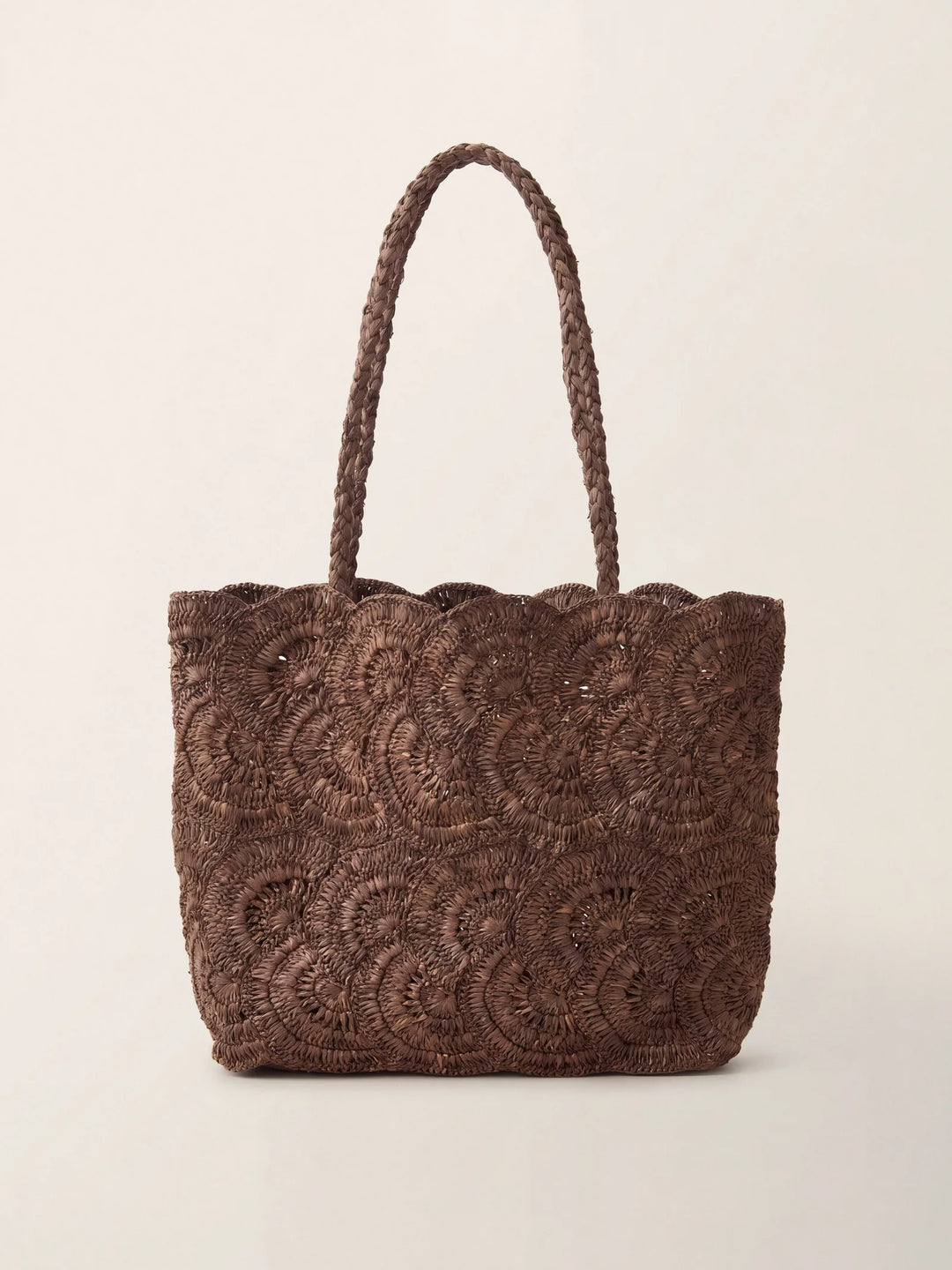 Bolso Tote De Rafia Tejido A Mano Con Patrón Floral