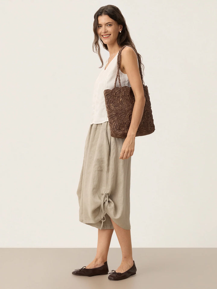 Bolso Tote De Rafia Tejido A Mano Con Patrón Floral