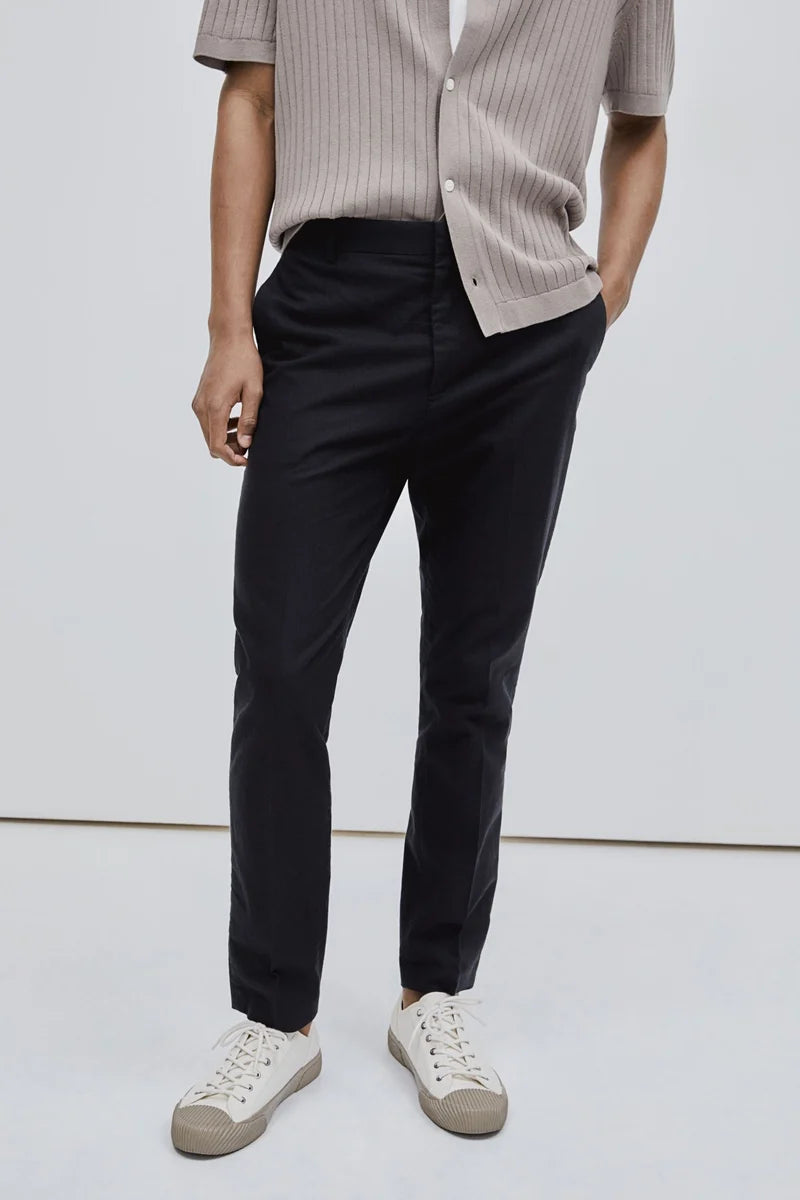 Pantalones Tailor Made De Rayas Para Hombre - Casual Inteligente Y Elegante