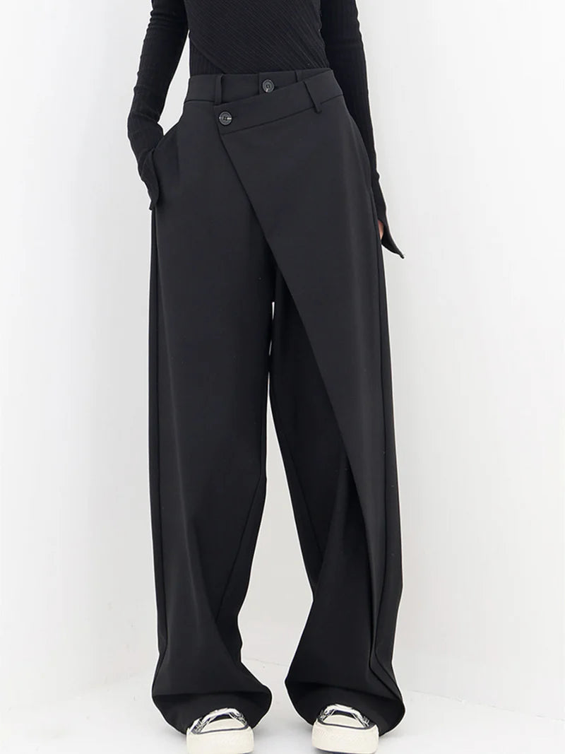 Women's Asymmetrical Wide Leg Pants with Relaxed Contemporary Cut