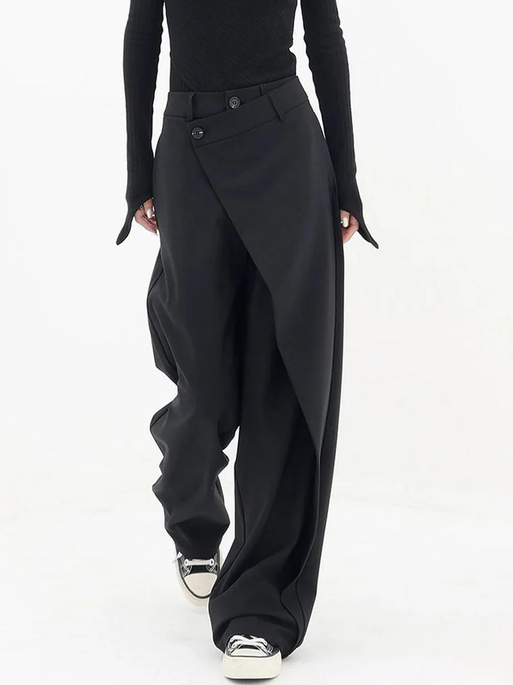 Women's Asymmetrical Wide Leg Pants with Relaxed Contemporary Cut