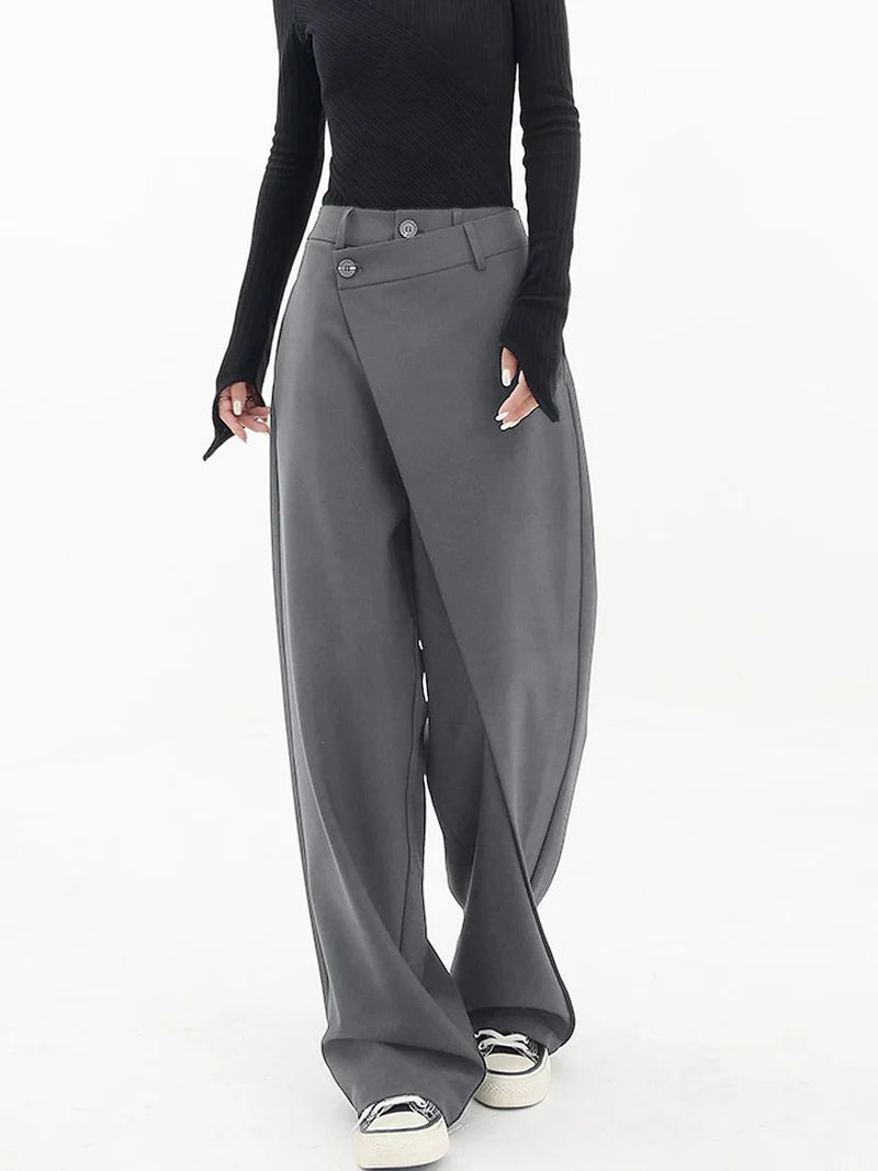 Women's Asymmetrical Wide Leg Pants with Relaxed Contemporary Cut