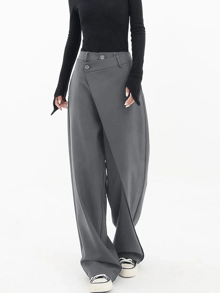 Women's Asymmetrical Wide Leg Pants with Relaxed Contemporary Cut