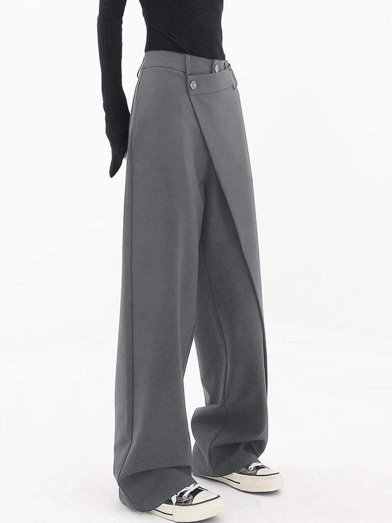 Women's Asymmetrical Wide Leg Pants with Relaxed Contemporary Cut