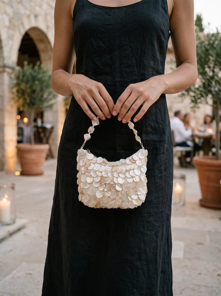 Clutch De Lujo Artesanal De Nácar En Forma De Luna Para Ocasiones Especiales