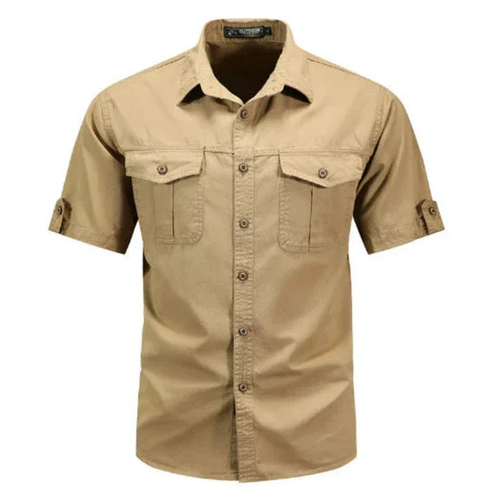 Camisa Cargo De Manga Corta Para Hombre Con Botones Estilo Utilitario Transpirable Casual Exterior