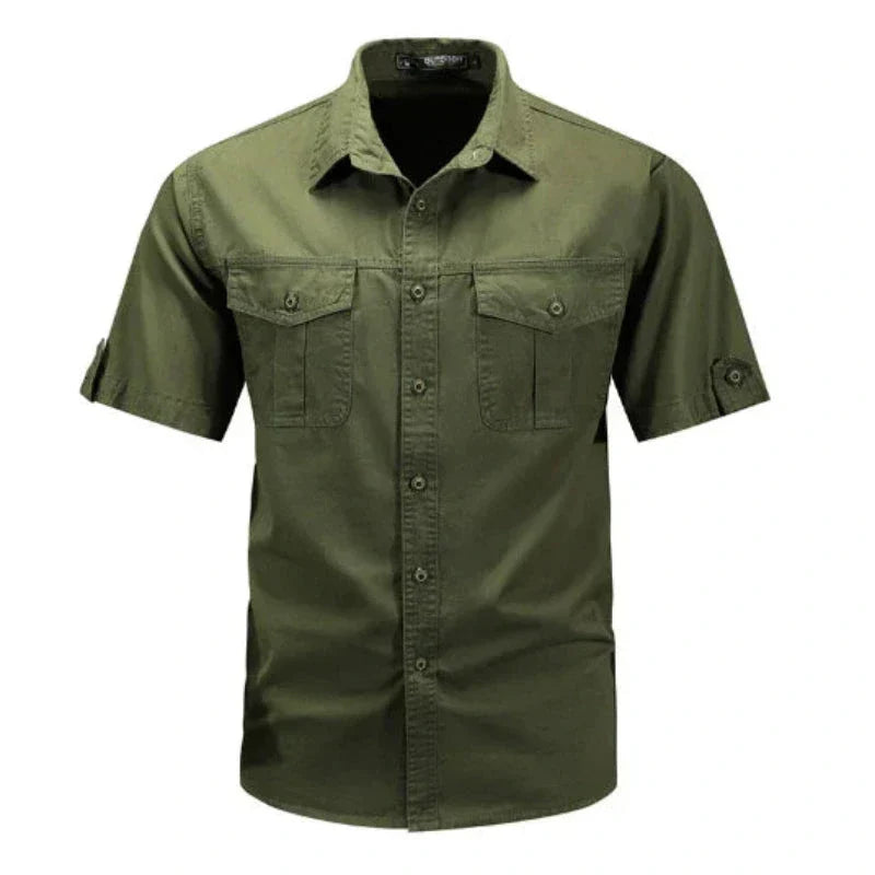 Camisa Cargo De Manga Corta Para Hombre Con Botones Estilo Utilitario Transpirable Casual Exterior
