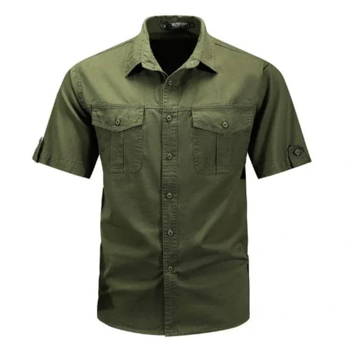 Camisa Cargo De Manga Corta Para Hombre Con Botones Estilo Utilitario Transpirable Casual Exterior