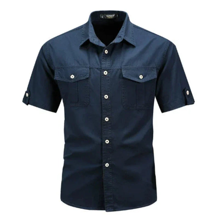 Camisa Cargo De Manga Corta Para Hombre Con Botones Estilo Utilitario Transpirable Casual Exterior