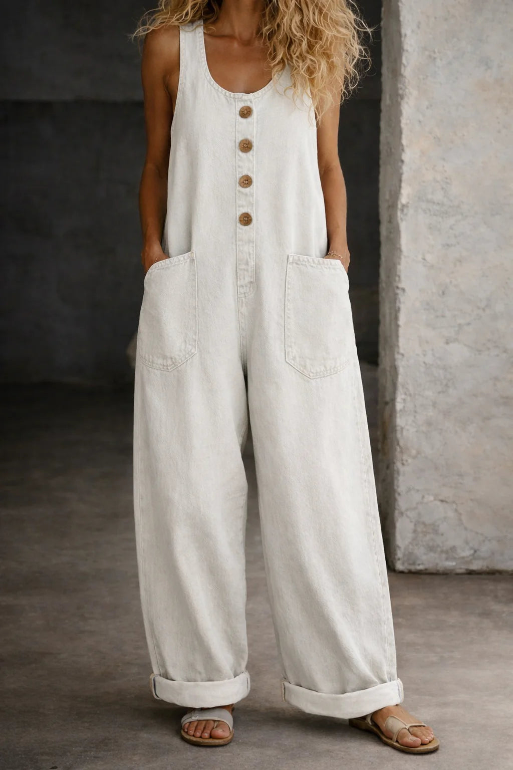 Vania - mono de algodón denim vintage lavado