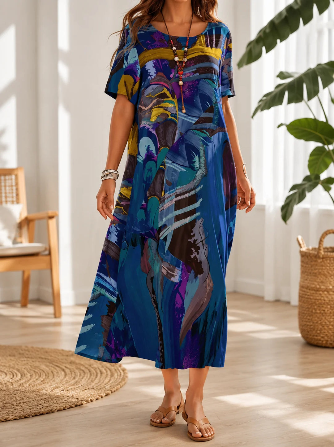 Elsa - Vestido Midi Artístico Solto
