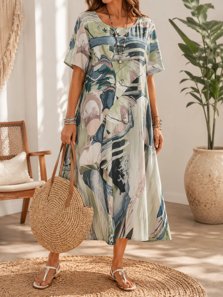 Elsa - Vestido Midi Artístico Solto