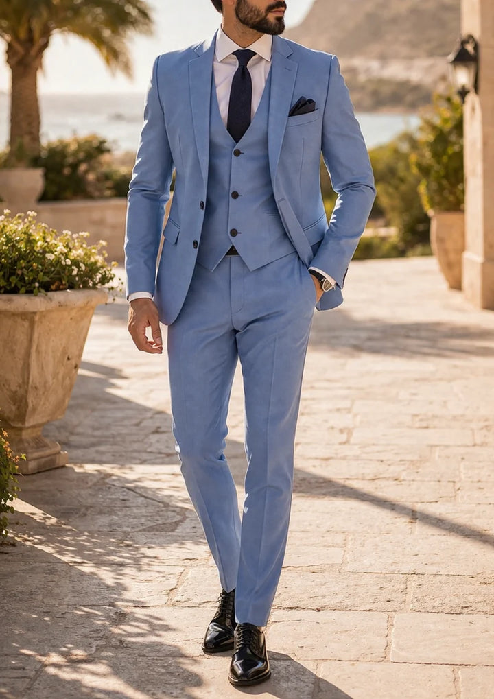 Traje De Boda A Medida Para Hombre Tres Piezas Con Chaleco