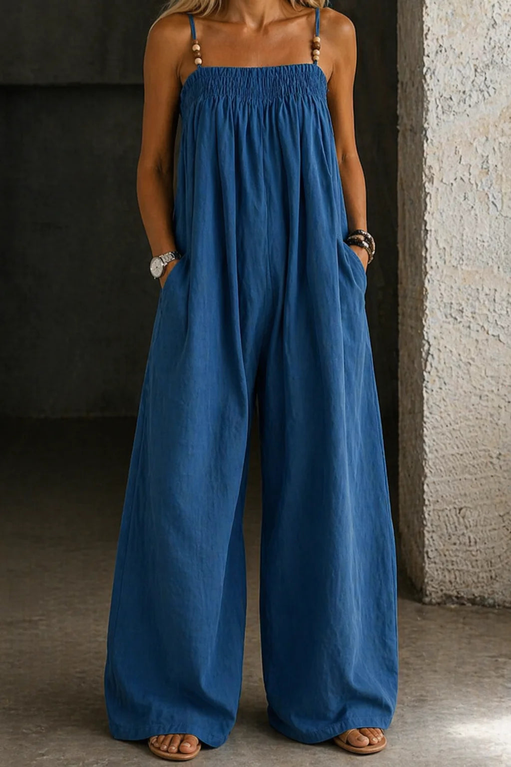 Madalena - mono de denim de piernas anchas para mujer
