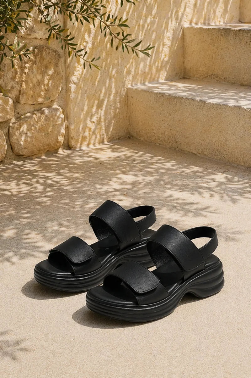 Sandalias De Mujer Con Plataforma Acolchada Y Tira Ajustable