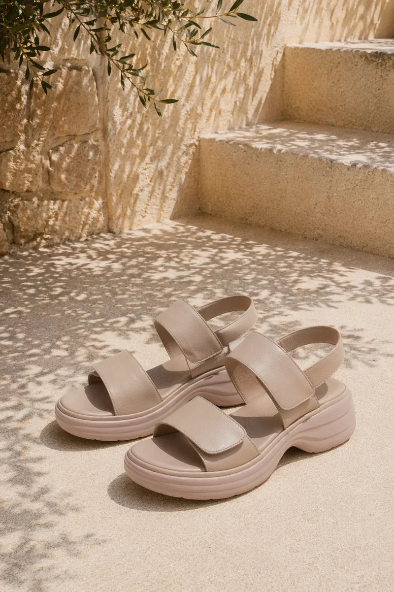 Sandalias De Mujer Con Plataforma Acolchada Y Tira Ajustable
