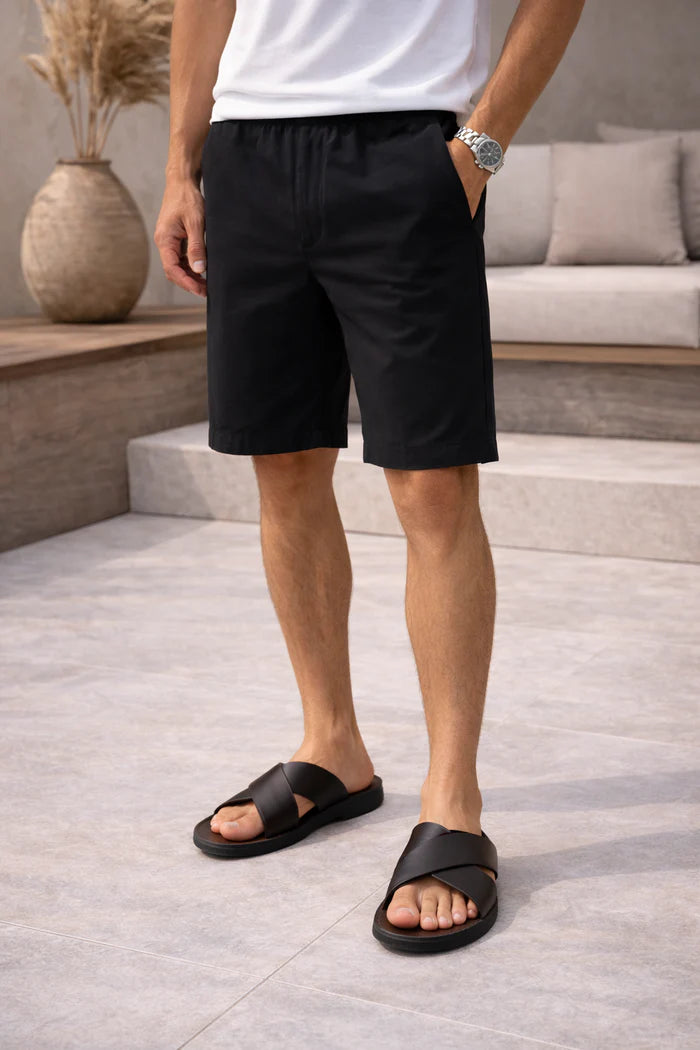 Men's Leather Cross-Strap Slide Sandals
