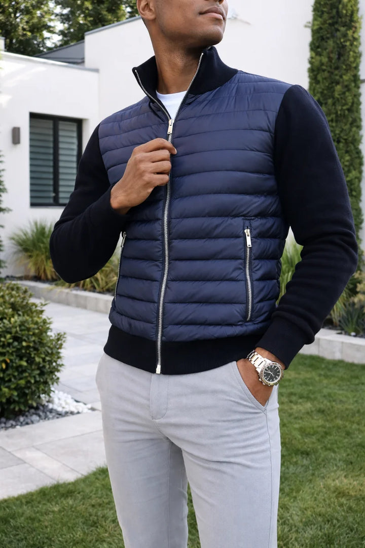 Matteo | Men's Lightweight Quilted Bomber Jacket with Zipper and Matelassé Pattern