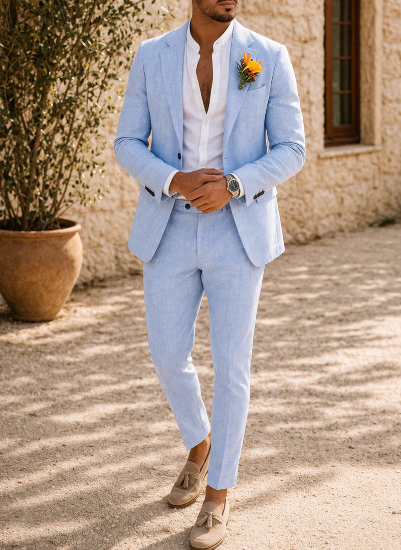 Men's Tailored Linen Suit, Two-Piece for Refined Occasions